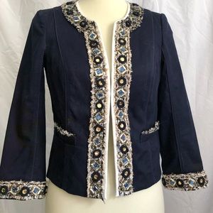 Embellished collar, sleeve short jacket